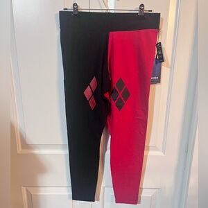 Harley Quinn Black and Red Diamond Pattern Leggings